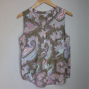 American Eagle Outfitters Green Paisley Print Sleeveless Blouse M